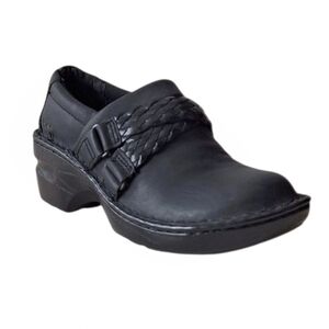 NWOT Born Concepts B.O.C Black Braided Leather Slip On Clog Shoes 7 Nurse